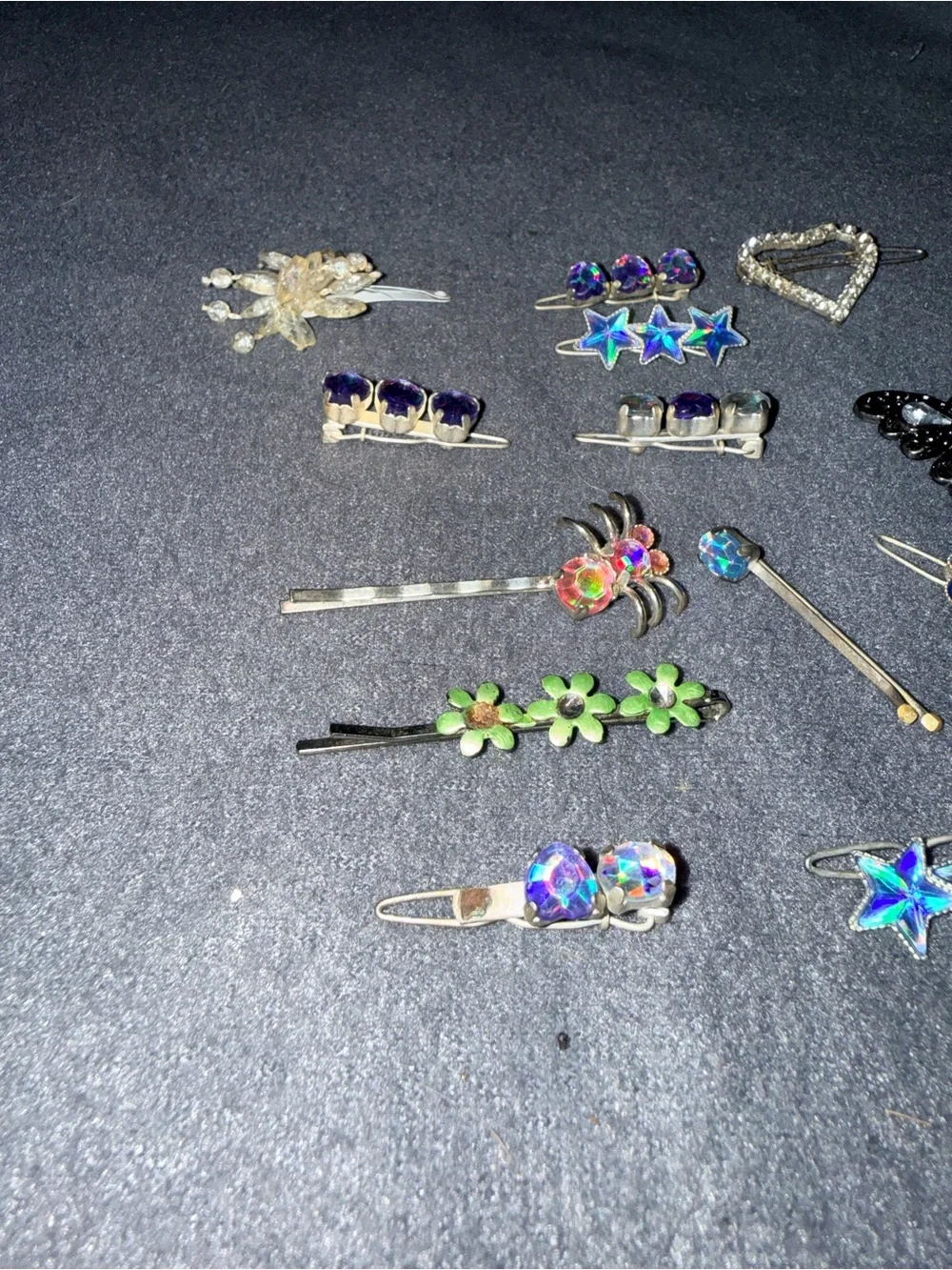 Assorted Iridescent Rhinestone Hair Clips - Multi Color